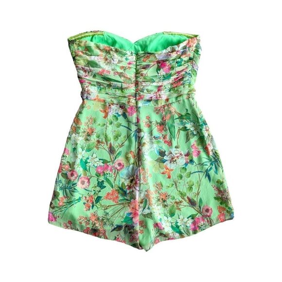 Jay Godfrey Strapless Romper Shorts Outfit sz 6‎ Floral Greenery Roses Flowers - Picture 9 of 16